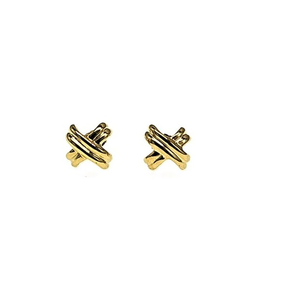 Tiffany style estate 14K gold stud earrings